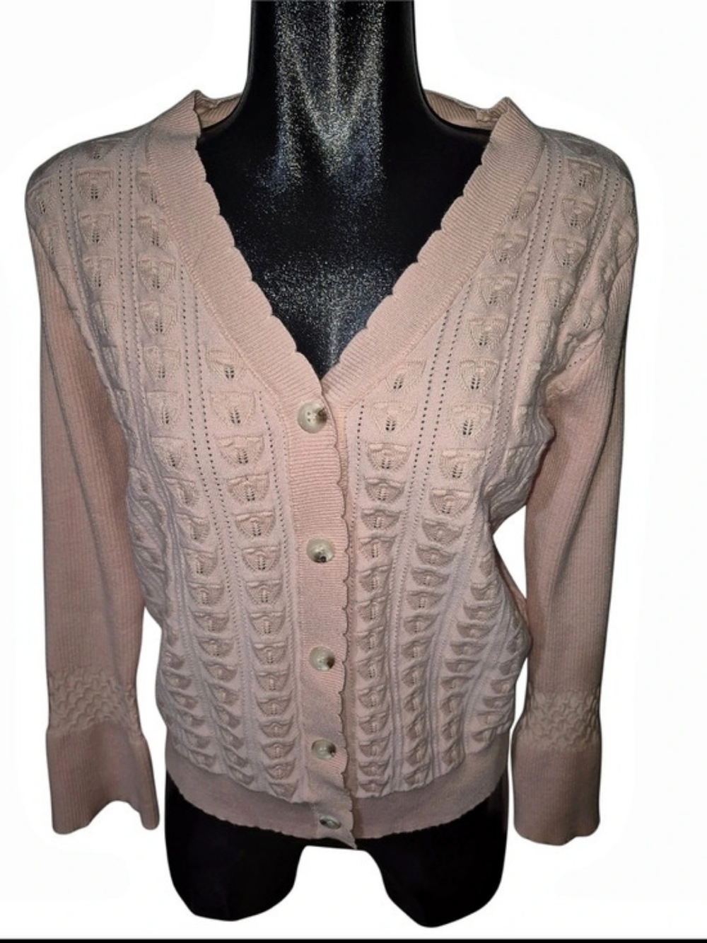 Grace Karin Light Pink Knit Button Front Cardigan Sweater Size M